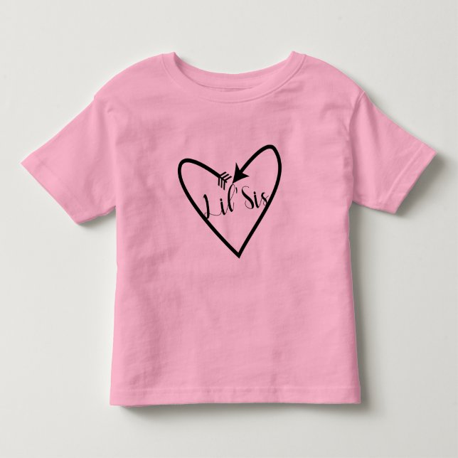 Camiseta De Bebé Pequeña Hermana Niños Escritura Flecha Corazón Boh (Anverso)
