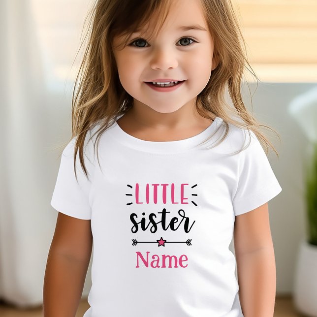 Camiseta De Bebé Pequeña Hermana Personalizada (Cute Personalized Little Sister t-shirt )