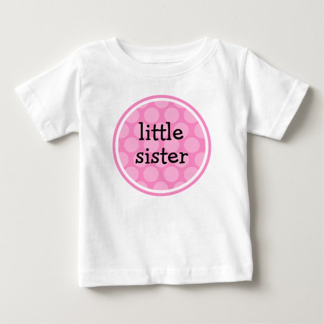 Camiseta De Bebé Pequeña Hermana Rosa Polka Dot Circle (Anverso)