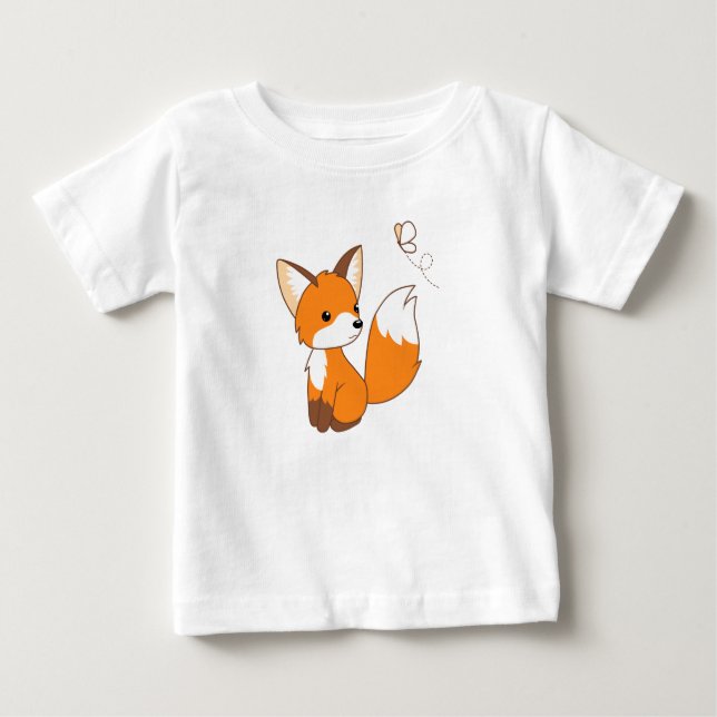 Camiseta De Bebé Pequeña mariposa de observación linda del Fox (Anverso)
