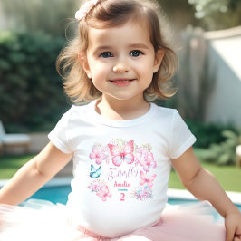 Camiseta De Bebé Pequeña Mariposa Rosa Floral nombre verano cumplea