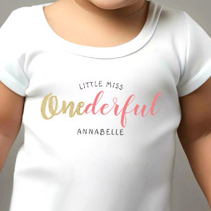 Camiseta De Bebé Pequeña Miss Maravillosa Primer Cumpleaños