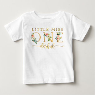 Camiseta De Bebé Pequeña Miss Maravillosa Primer Cumpleaños Tee Bab