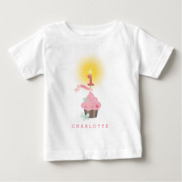 Camiseta De Bebé Pequeña Miss Rosa Chica de pastelitos Primer Fiest