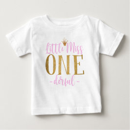 Camiseta De Bebé Pequeña Miss Rosa y Oro Una Derecha Camiseta Bebé