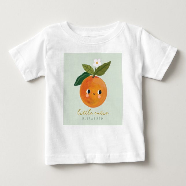 Camiseta De Bebé Pequeña Naranja Cutie (Anverso)
