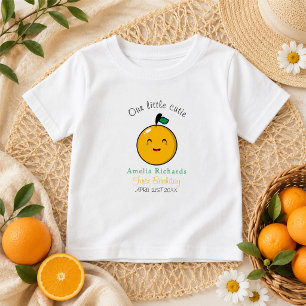 Camiseta De Bebé Pequeña Naranja Hermosa Cítrico Cumpleaños 1