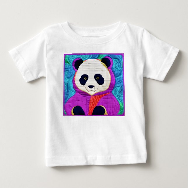 Camiseta De Bebé Pequeña Panda Adorable - Diseño Cuiltado (Anverso)