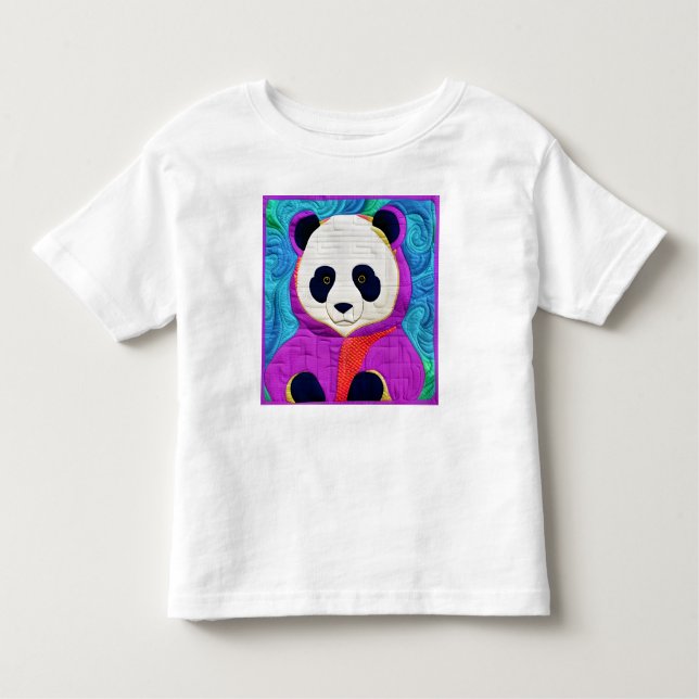 Camiseta De Bebé Pequeña Panda Adorable - Diseño Cuiltado (Anverso)