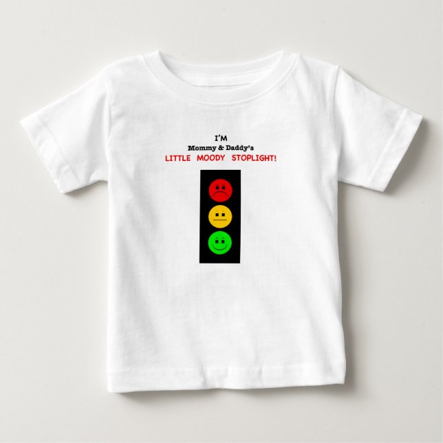 Camiseta De Bebé Pequeña parada de Moody de mamá y papá (Anverso)