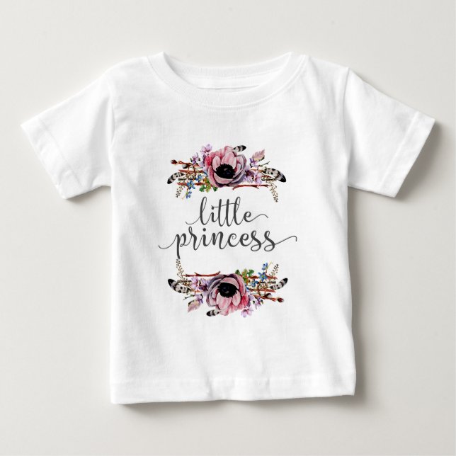 Camiseta De Bebé Pequeña Princesa | Boho Chic Floral Tutú de Bebé N (Anverso)