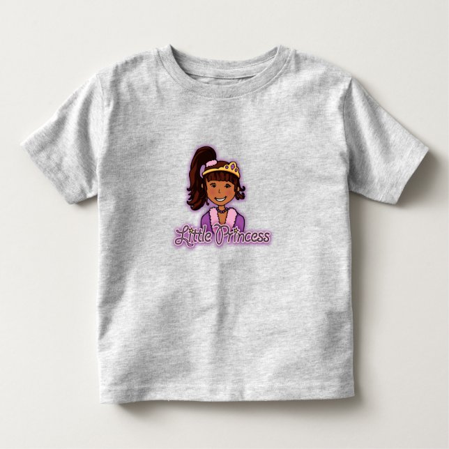 Camiseta De Bebé Pequeña Princesa de cabello oscuro chica rosa supe (Anverso)