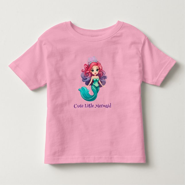 Camiseta De Bebé Pequeña princesa de sirena rosa arco iris niños co (Anverso)
