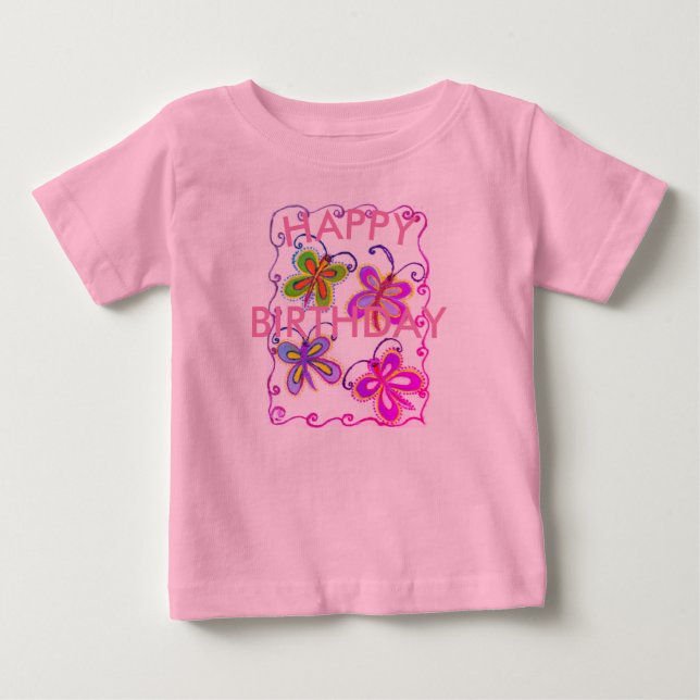 Camiseta De Bebé Pequeña Princesa Feliz Cumpleaños | Mantequilla Ca (Anverso)