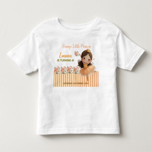 Camiseta De Bebé Pequeña Princesa Naranja Bola  (Anverso)
