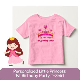 Camiseta De Bebé Pequeña Princesa Personalizada Cumpleaños 1 Rosa