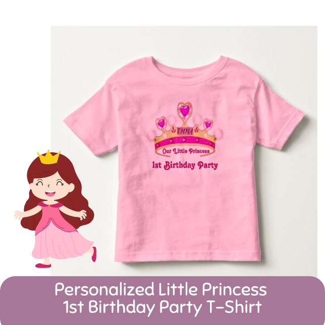 Camiseta De Bebé Pequeña Princesa Personalizada Primer Día Rosa (Subido por el creador)
