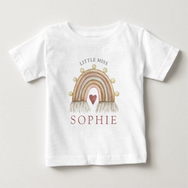 Camiseta De Bebé Pequeña Señorita Arcoíris Personalizada  (Anverso)
