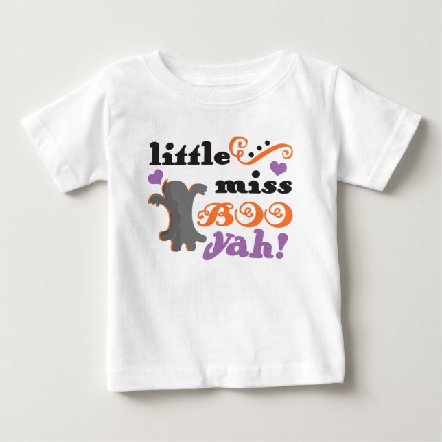 Camiseta De Bebé pequeña señorita boo yah linda halloween (Anverso)