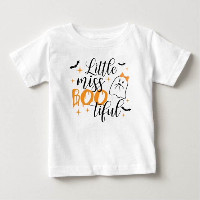 Camiseta De Bebé Pequeña señorita Bootiful, Chica Halloween, dulce  (Anverso)