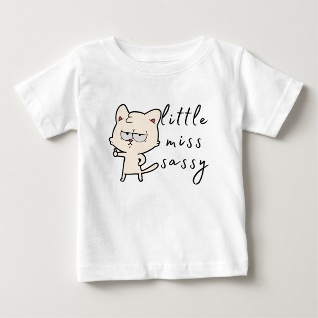 Camiseta De Bebé Pequeña señorita Sassy (Gato de Thumbs Up) (Anverso)