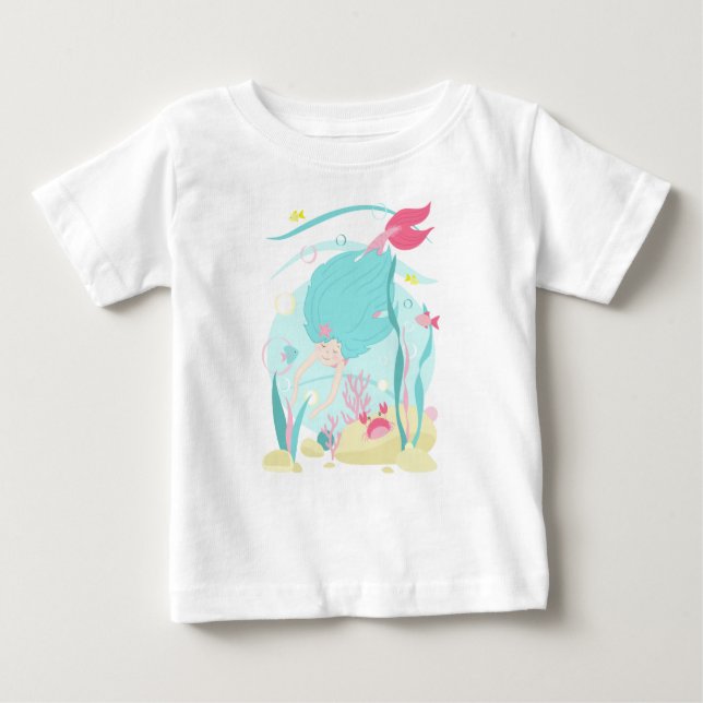 Camiseta De Bebé Pequeña sirena buceando bajo el mar (Anverso)