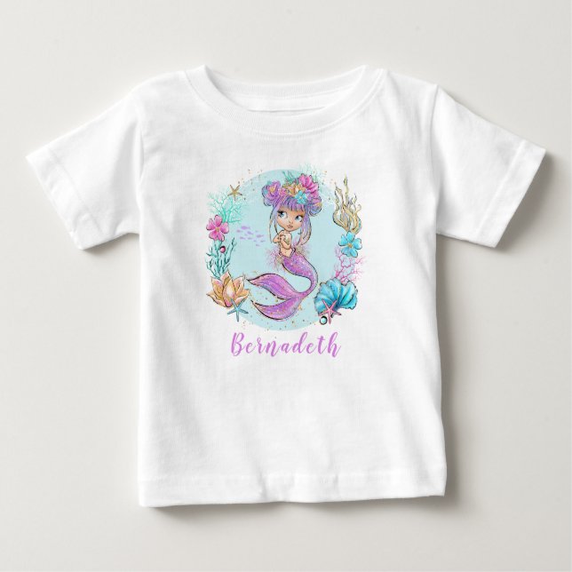 Camiseta De Bebé Pequeña sirena personalizada (Anverso)