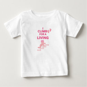 Camiseta De Bebé PEQUEÑA VIAJERA, YO ESCALO Rosa Blanca Niña