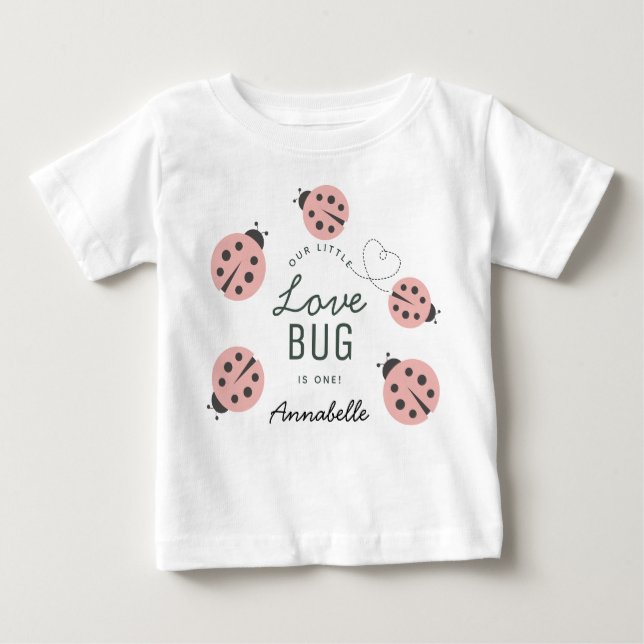 Camiseta De Bebé Pequeño Bicho del Amor Señora Chinche Cumpleaños (Anverso)