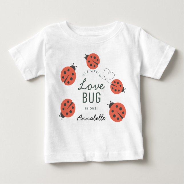 Camiseta De Bebé Pequeño Bicho del Amor Señora Cucaracha Cumpleaños (Anverso)