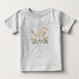 Camiseta De Bebé Pequeño Bird Colorido Floral Baby T-Shirt