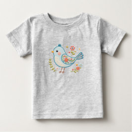 Camiseta De Bebé Pequeño Bird Floral Baby T-Shirt