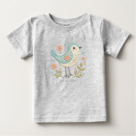 Camiseta De Bebé Pequeño Bird Floral Green Baby T-Shirt