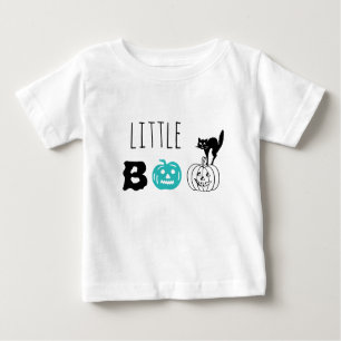 Camiseta De Bebé Pequeño Boo calabaza verde azulada gato negro pers