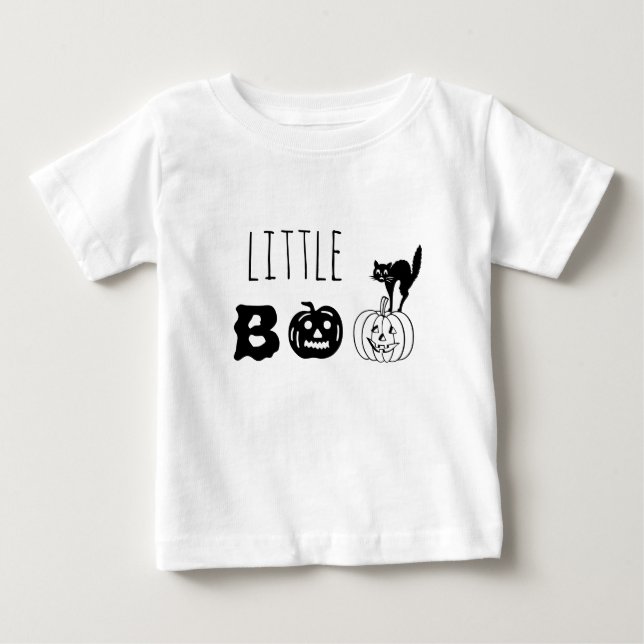 Camiseta De Bebé Pequeño Boo gato negro calabaza cara personalizado (Anverso)