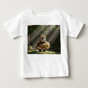 Camiseta De Bebé Pequeño Caballero Panda con Armadura de Madera