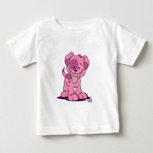 Camiseta De Bebé Pequeño cachorro rosa Baby Appartal (Anverso)
