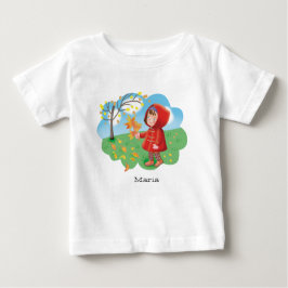 Camiseta De Bebé Pequeño chica lindo en un abrigo rojo coleccionand