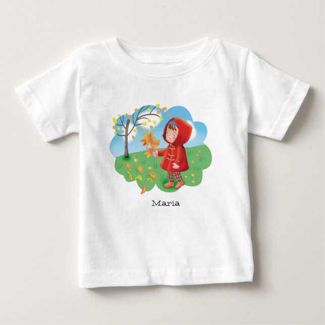 Camiseta De Bebé Pequeño chica lindo en un abrigo rojo coleccionand (Anverso)