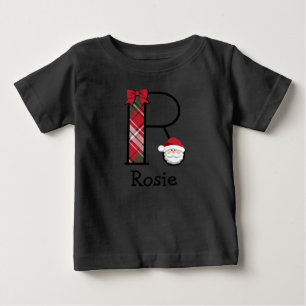 Camiseta De Bebé Pequeño Chica Santa Navidades monograma de 3/4 lon