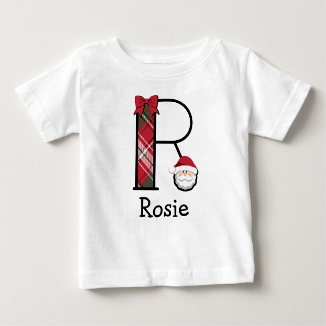 Camiseta De Bebé Pequeño Chica Santa Navidades monograma de 3/4 lon (Anverso)