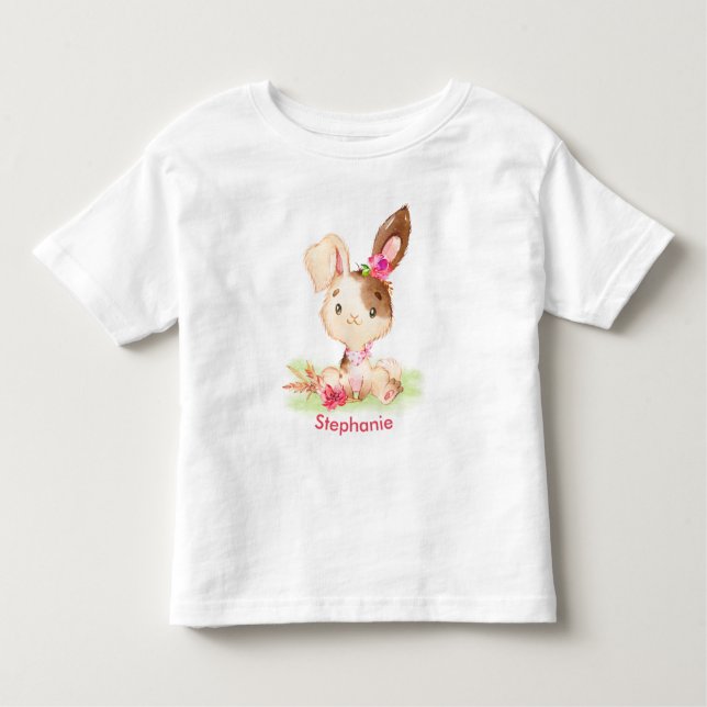 Camiseta De Bebé Pequeño conejito color agua rosa (Anverso)