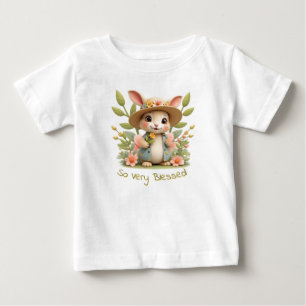 Camiseta De Bebé Pequeño Conejo Adorable Con Flores
