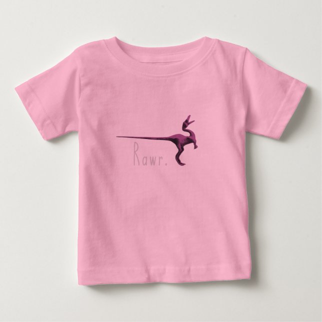 Camiseta De Bebé Pequeño dinosaurio rosado (Anverso)