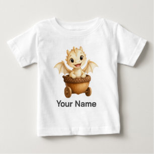 Camiseta De Bebé Pequeño Dragón Personalizado en Carrito de Bellota