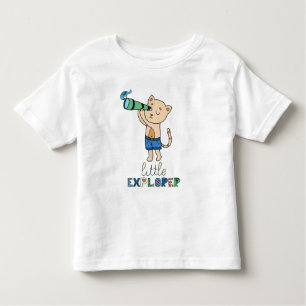 Camiseta De Bebé Pequeño Explorador, gato corto con telescopio
