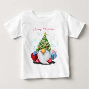 Camiseta De Bebé Pequeño Gnome con Gorra de árbol de Navidad y di