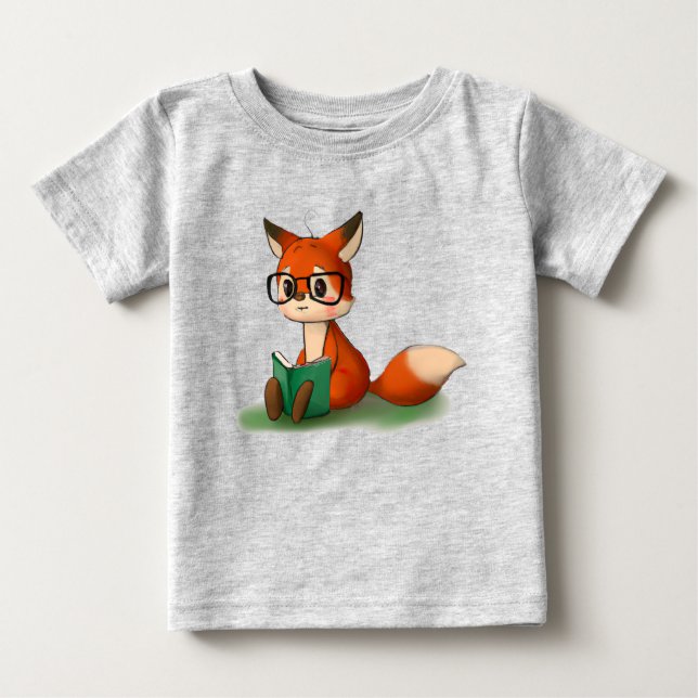 Camiseta De Bebé Pequeño gráfico lindo libro de arte gráfico Fox An (Anverso)