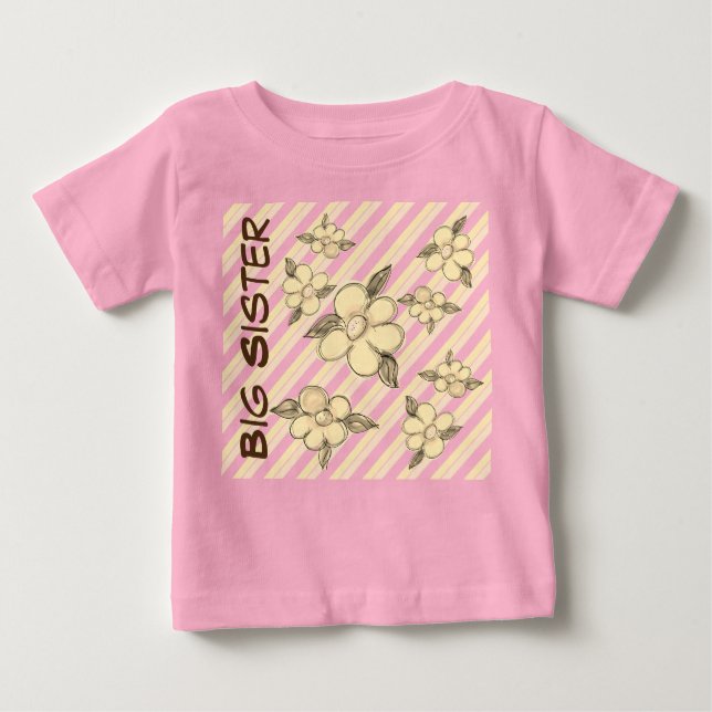Camiseta De Bebé Pequeño Gran Hermana Rosa Fancy Tee (Anverso)
