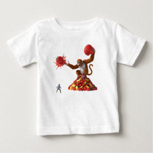 Camiseta De Bebé Pequeño héroe enfrentando a un mono gigante que gu